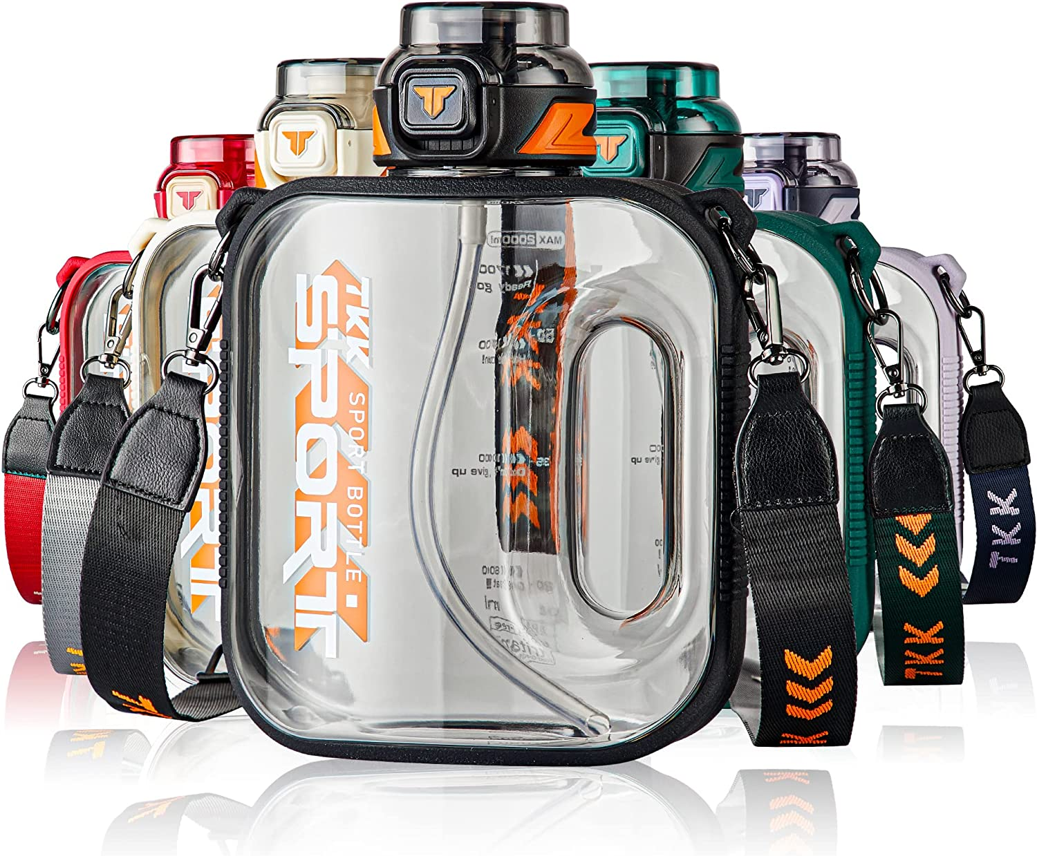 Half Gallon Water Bottle Jug with Straw Large Capacity Plastic Water Bottle Dish