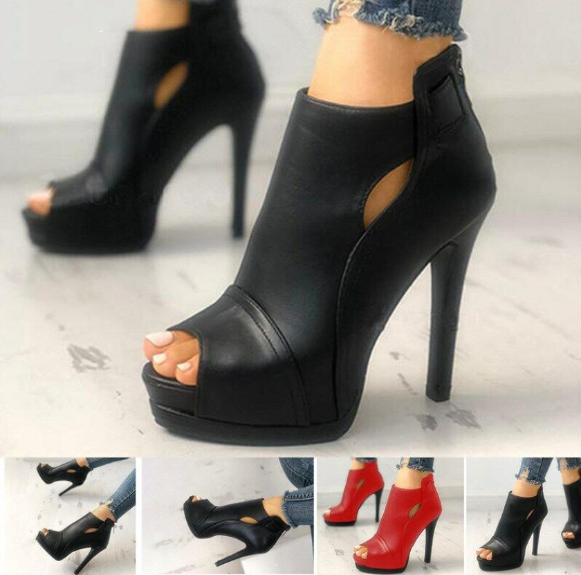 Womens Stiletto High Heels Platform Peep Toe Sandals Ankle Boots Pumps Zip Shoes