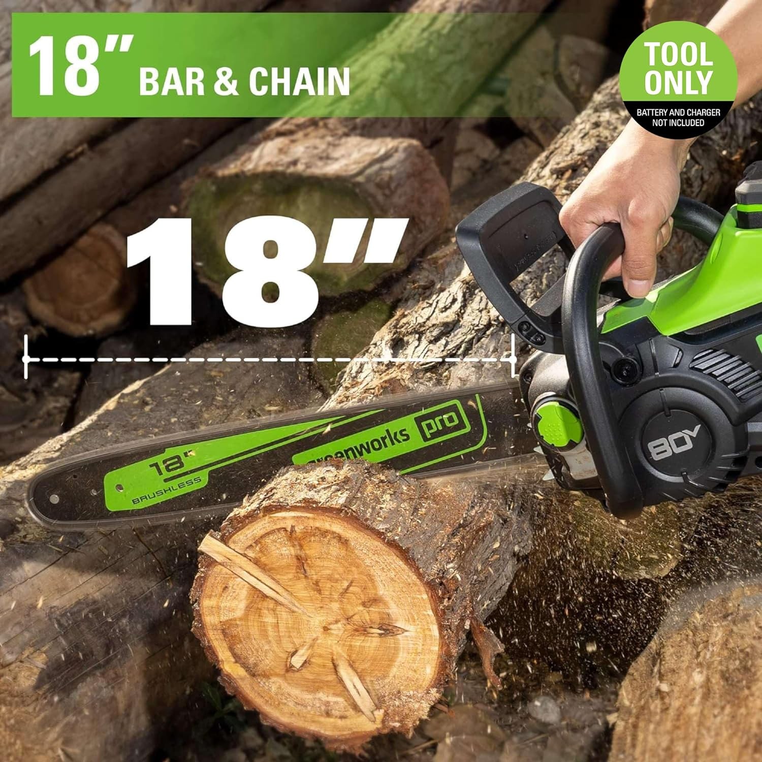 Greenworks 80V 18" TruBrushless™ Chainsaw, Tool Only (Gen 2)